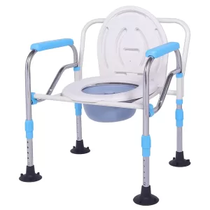 Scaun WC reglabil pe 5 trepte pentru bătrâni, pliabil