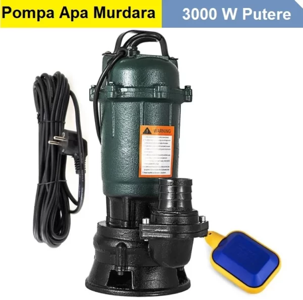 Pompa Apa Murdara(WC, fosa, hazna) cu turbina, din fonta si plutitor WQD-2000 W+20m Furtun pompieri 2"+Accesorii-totokita. teox.ro