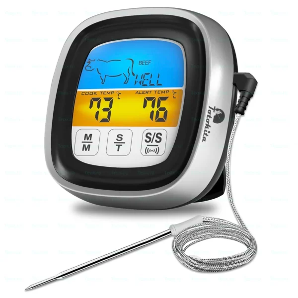 Termometru-Digital-de-Cuptor-Bucatarie-Mancare-sonda-Inox-functie-Timer-Alarma-Magnetic-Display-Touch-Screen-Totokita