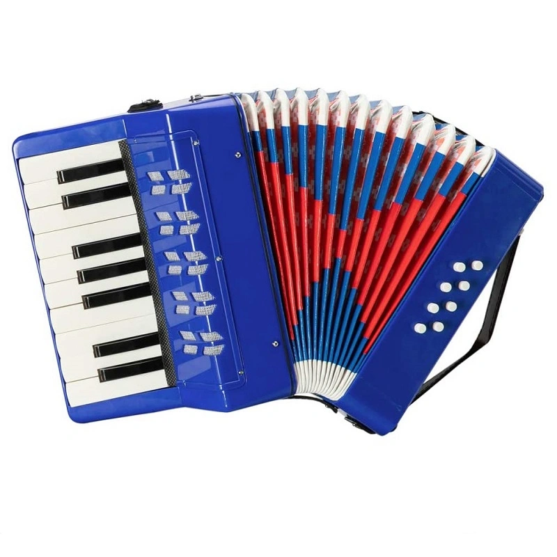 Acordeon Albastru Copii, Muzical, Clasic, 17 Clape, 8 Basi