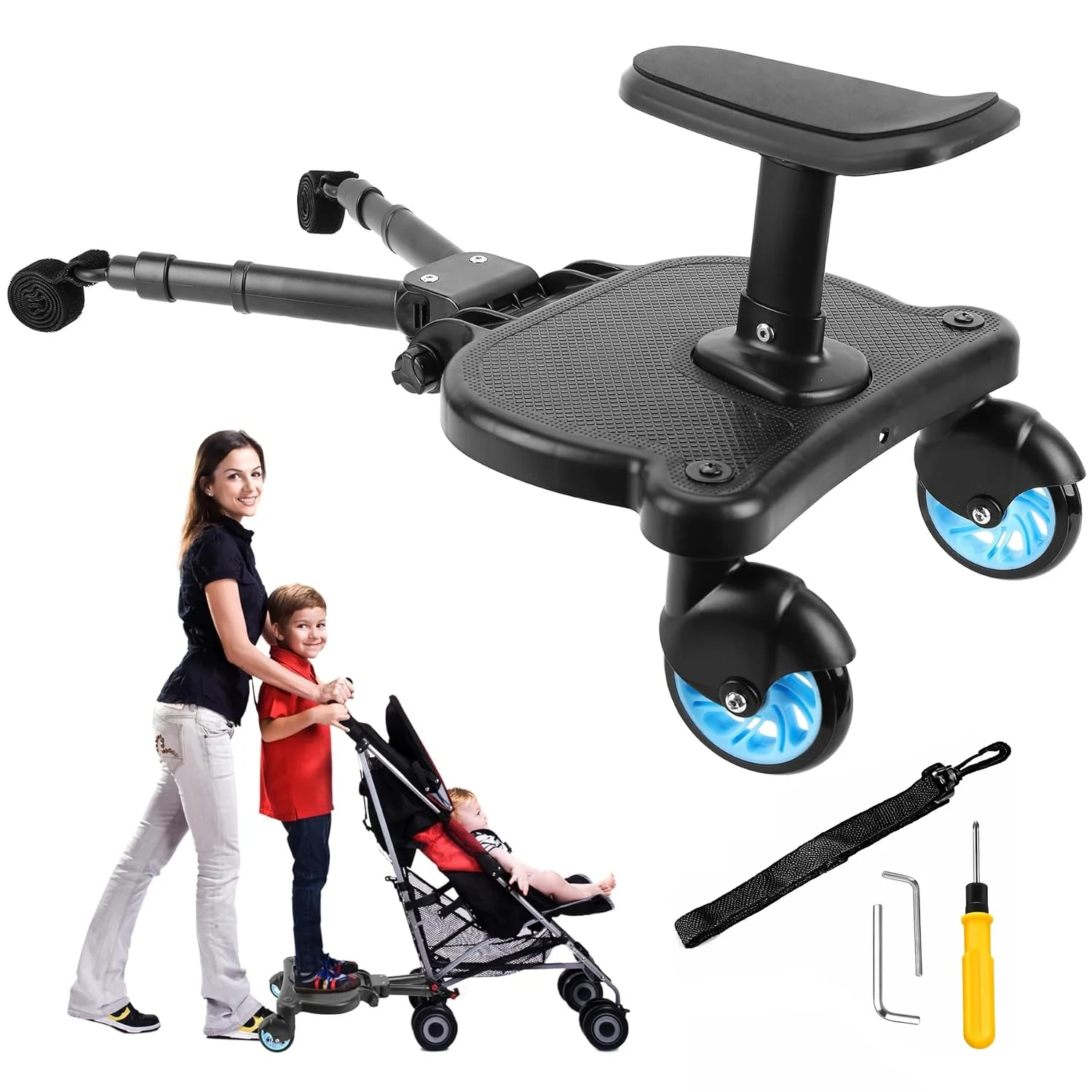 Adaptor Carucior al doilea Copil Teox cu Scaun Detasabil, Max 25kg roti albastre (5) Adaptor Carucior al doilea Copil