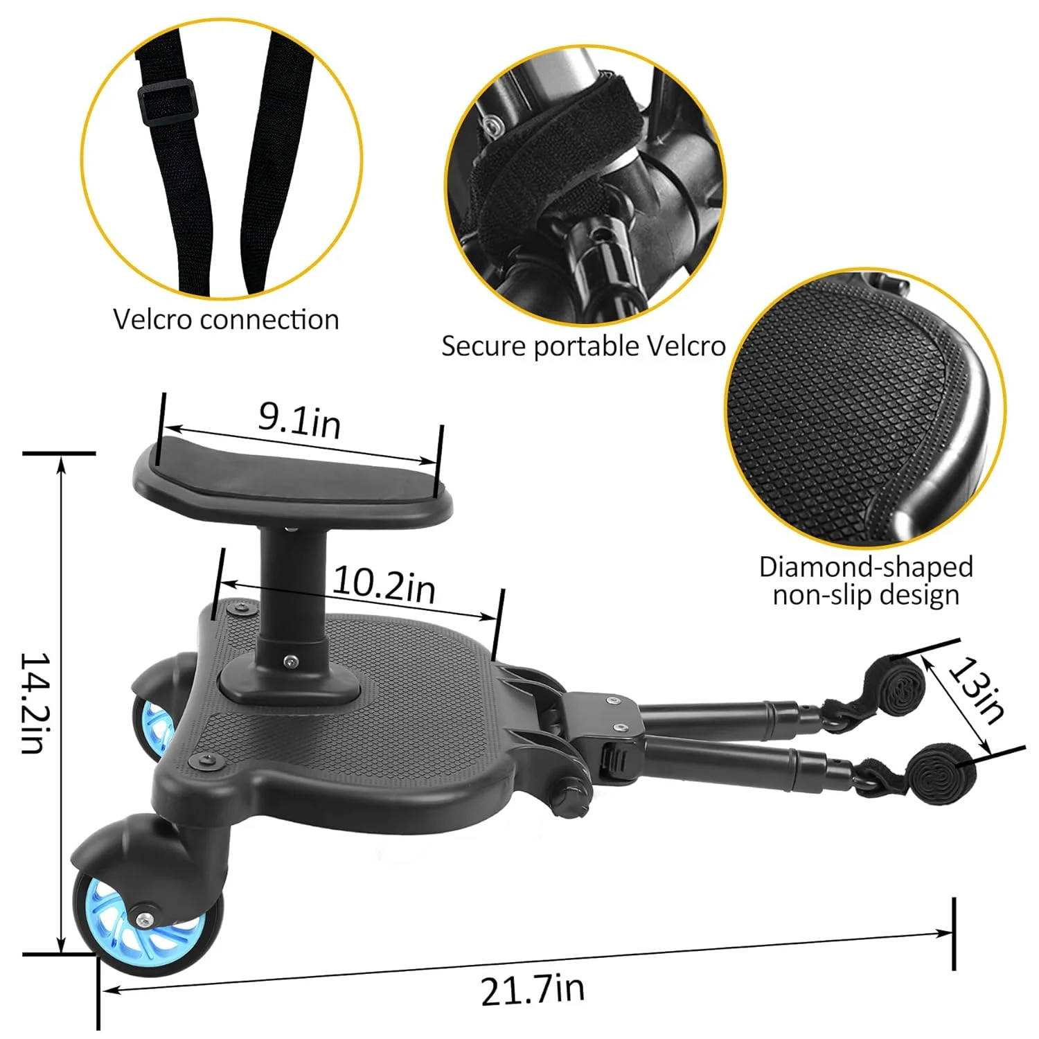 Adaptor Carucior al doilea Copil Teox cu Scaun Detasabil, Max 25kg roti albastre (7) Adaptor Carucior al doilea Copil