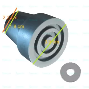 Amortizor Cauciuc Baston 1.8 cm Pufăr Antialunecare cu Șaibă Metalică, Bază 3.9 cm