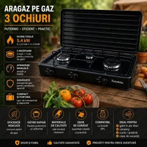 Aragaz Butelie 3 Ochiuri Totokita Set complet