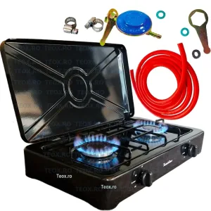Aragaz 2 ochiuri negru set complet