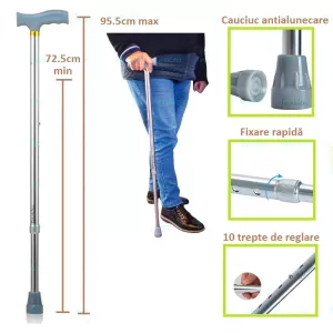 Baston ortopedic Teox Reglabil din Aluminiu