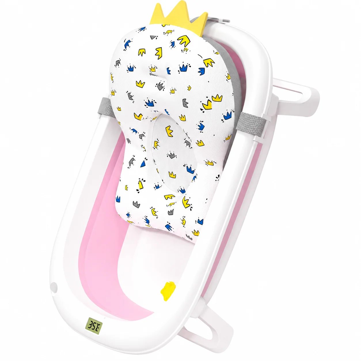 Cadita Baie Bebe Pliabila Suport si Termometru Queen model (2) Cadita Baie Bebe Pliabila Suport