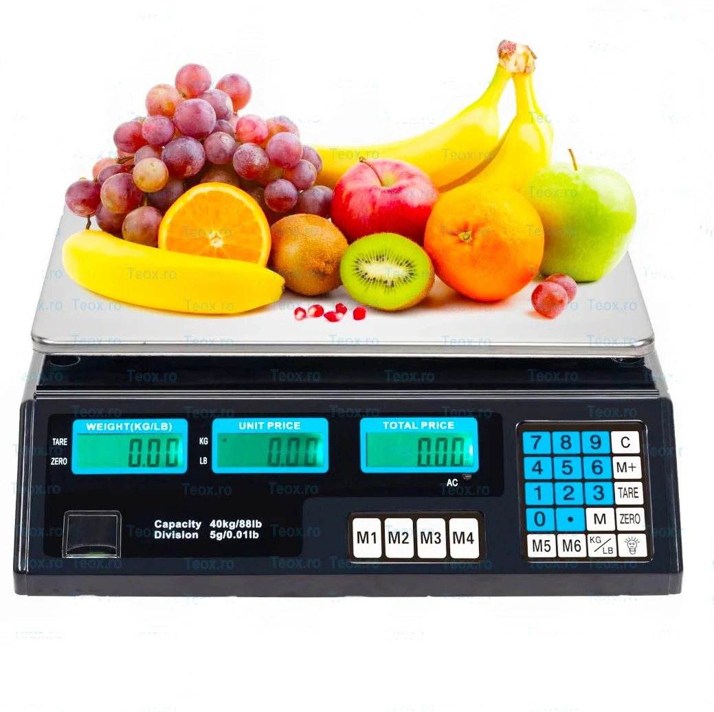 Cantar Electronic 40 kg Afisaj Dublu, Baterie incarcare Calculator