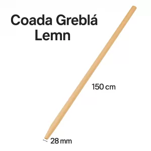 Coada Grebla 150 cm, din Lemn, grosime 28 mm