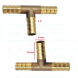 Conector T Compresor 8mm 3 Căi Alamă Set 2 bucăți
