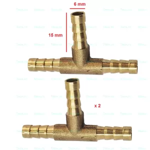 Conectori T pentru Furtun Aer Compresor 6mm Set 2 buc Auriu