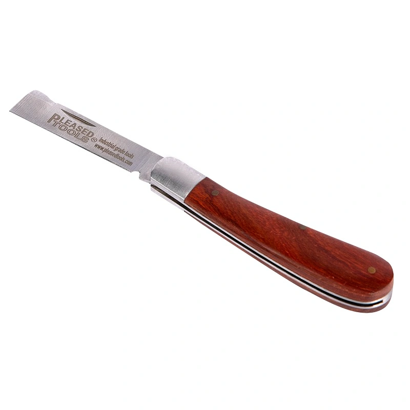 Cuțit briceag drept altoit pomi, lamă inox 80 mm, mâner lemn Cuțit briceag drept pentru altoit pomi, plante și grădinărit, lamă oțel inoxidabil 80 mm