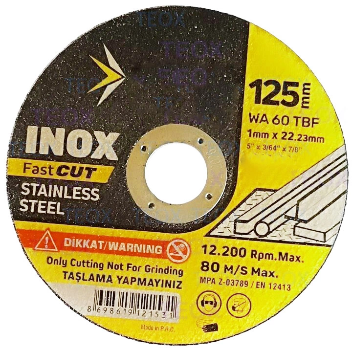Disc Debitare Inox si Metal 125 × 1 mm, 12200 rpm