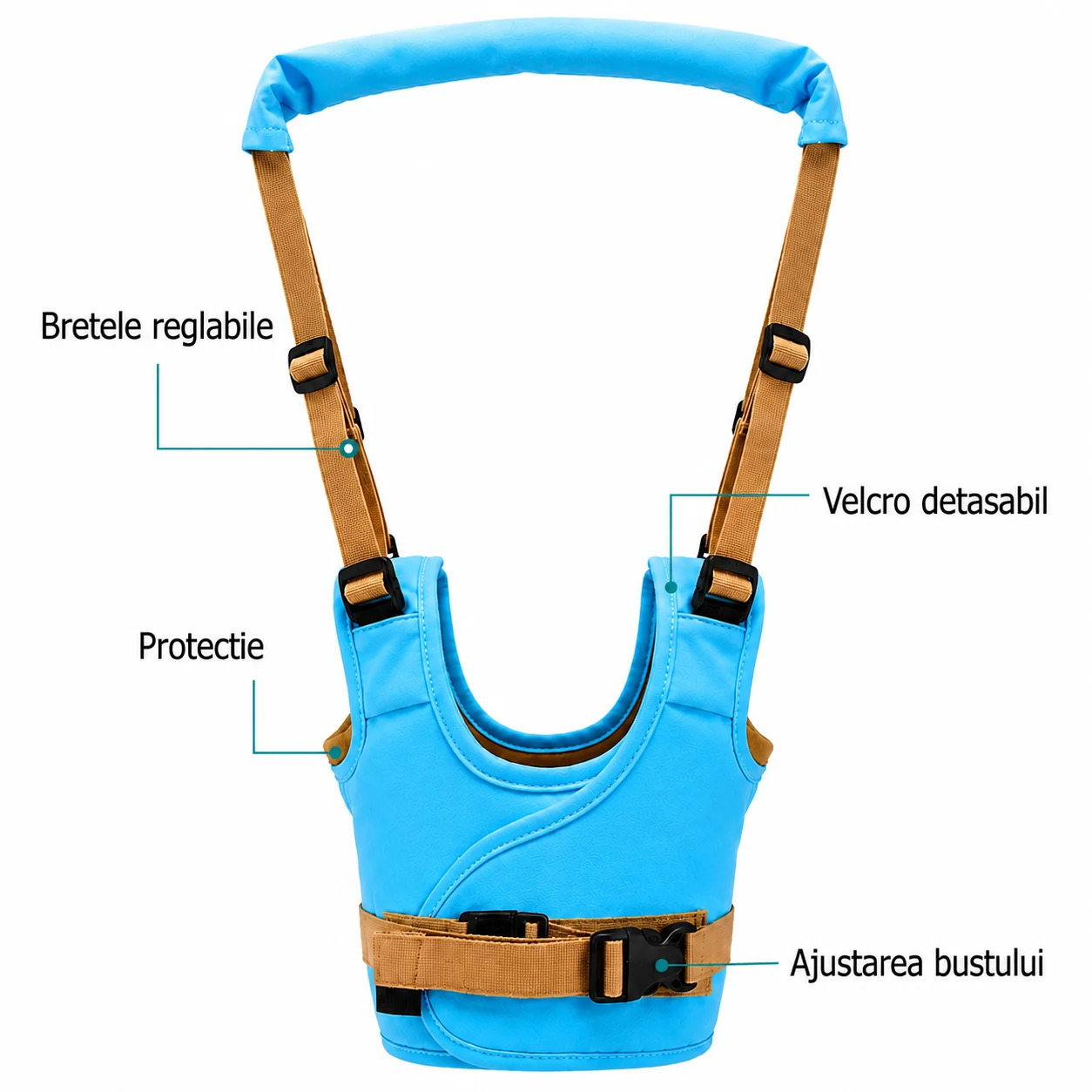 Ham premergator bebe albastru 2 in 1 din bumbac reglabil pentru baieti Teox (3) Ham premergator bebe albastru
