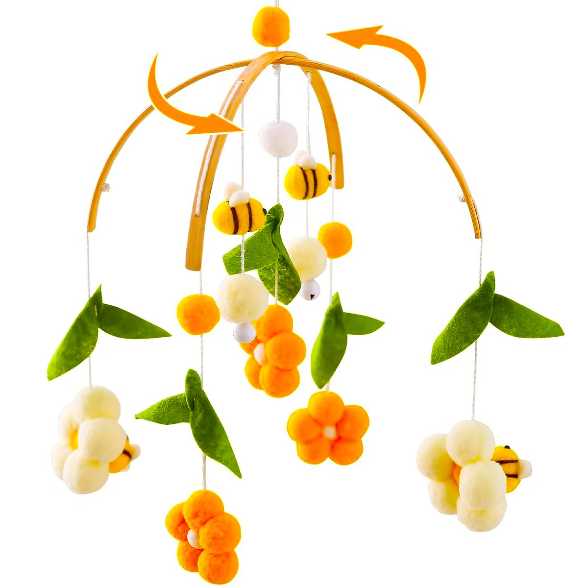 Carusel patut bebe, ideal pentru pătuț și decorarea camerei copiilor, cu figurine colorate și stimulative