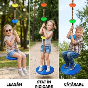 Leagan Copii Exterior Rotund cu Trepte Catarare