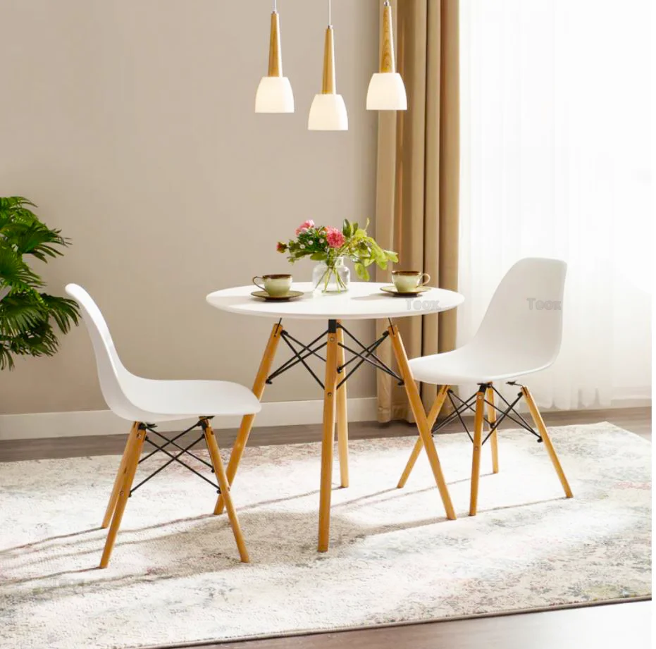 Masa-Rotunda-Terasa-Dining-80cm-Picioare-Lemn-Alb-Teox-2.webp Masa Bucatarie Rotunda Mica, Terasa, Cafea, Picioare Lemn, Alba, 80x72 cm