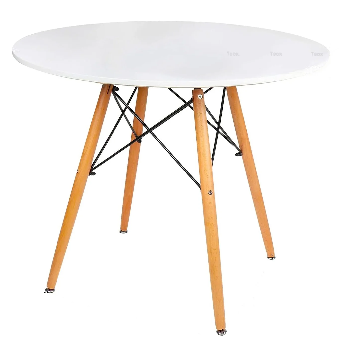 Masa-Rotunda-Terasa-Dining-80cm-Picioare-Lemn-Alb-Teox-3.webp Masa Bucatarie Rotunda Mica, Terasa, Cafea, Picioare Lemn, Alba, 80x72 cm