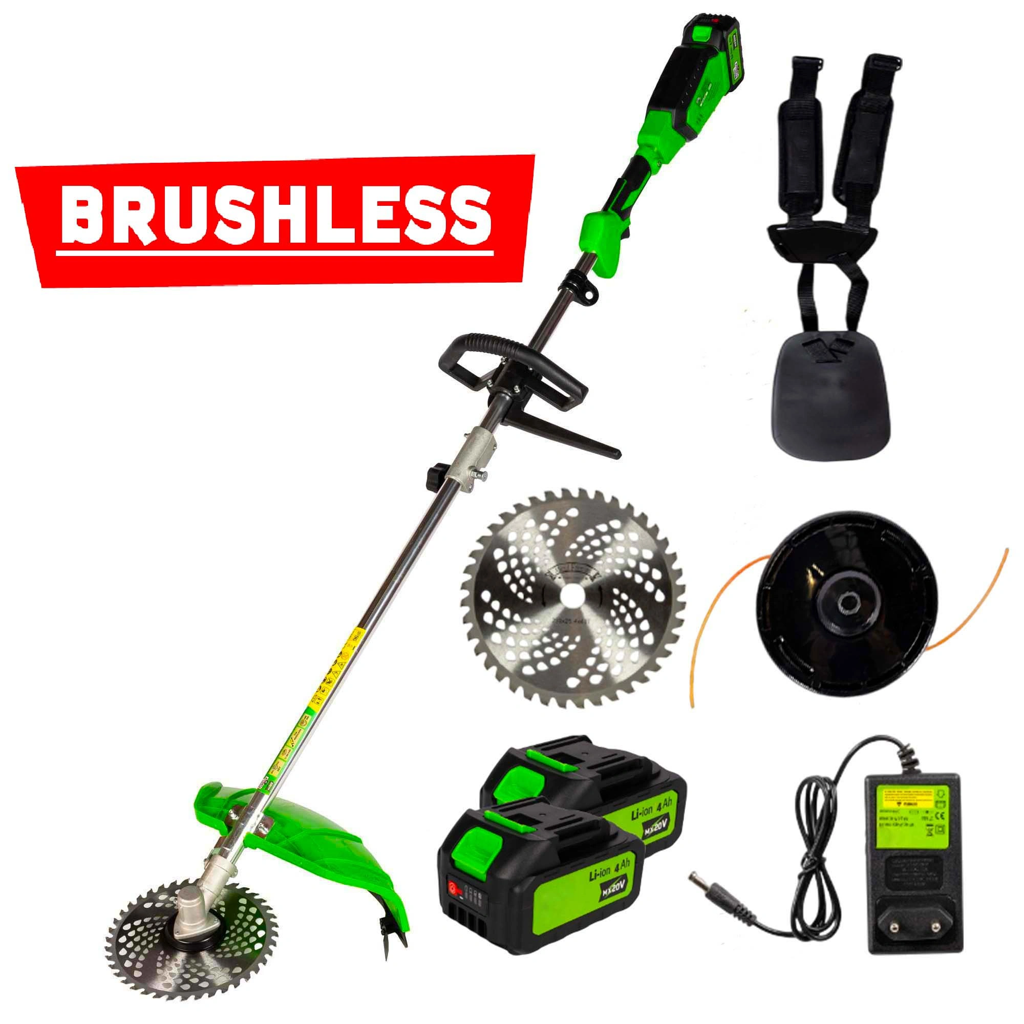 Motocoasa electrica Trimmer 20 V, acumulator 4 Ah, maner simplu