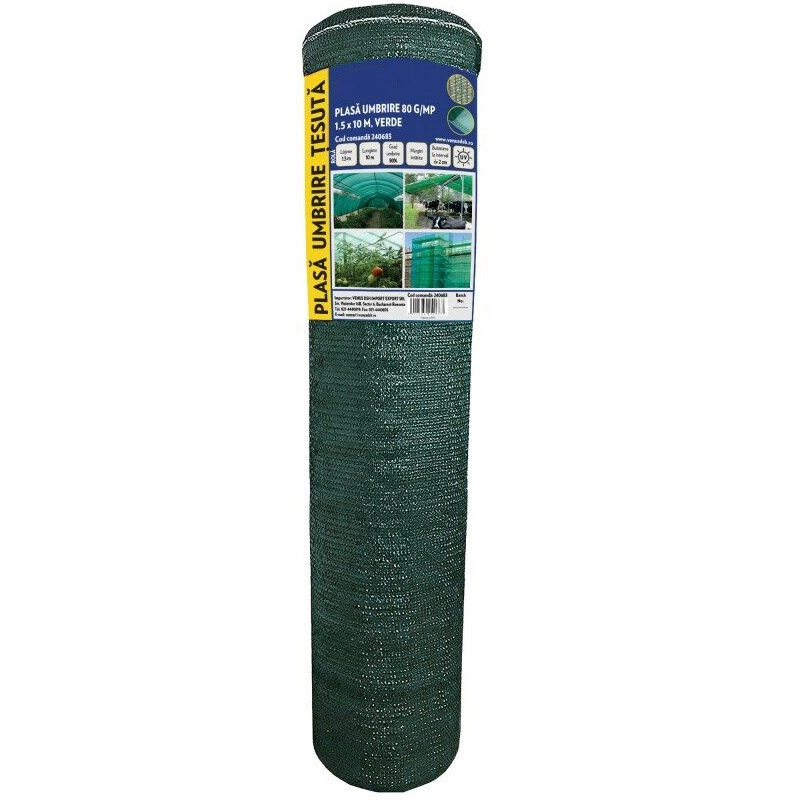 Plasa Umbrire Antivant 1.5x10m 80 g/mp, HDPE UV, Umbrire 80%