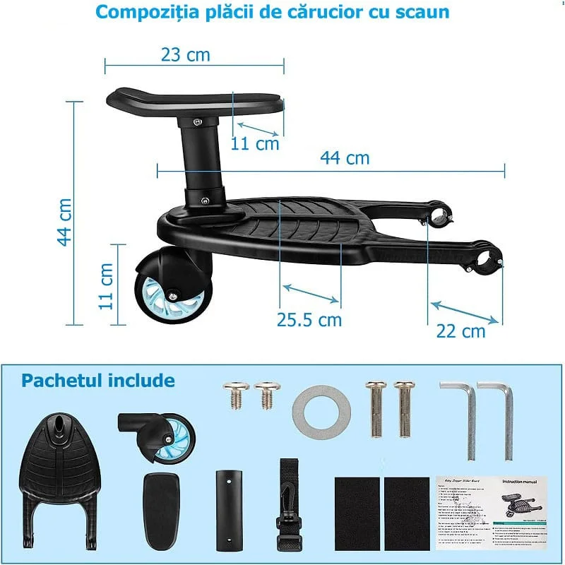 Platforma Carucior Copii Teox Adaptor al doilea Copil Max 23 kg Rota Pivotanta (3) Platforma Carucior Copii Teox