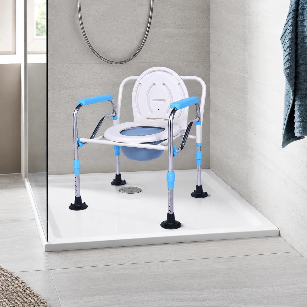 Scaun Wc reglabil inaltime 5 trepte Pliabil cu ventuze antialunecare teox (3) Scaun Wc reglabil inaltime 5 trepte PREMIUM