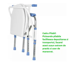 Scaun WC de camera pliabil reglabil 150kg Teox
