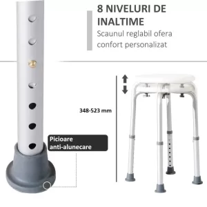 Scaun Baie și Duș Reglabil Structură Aluminiu