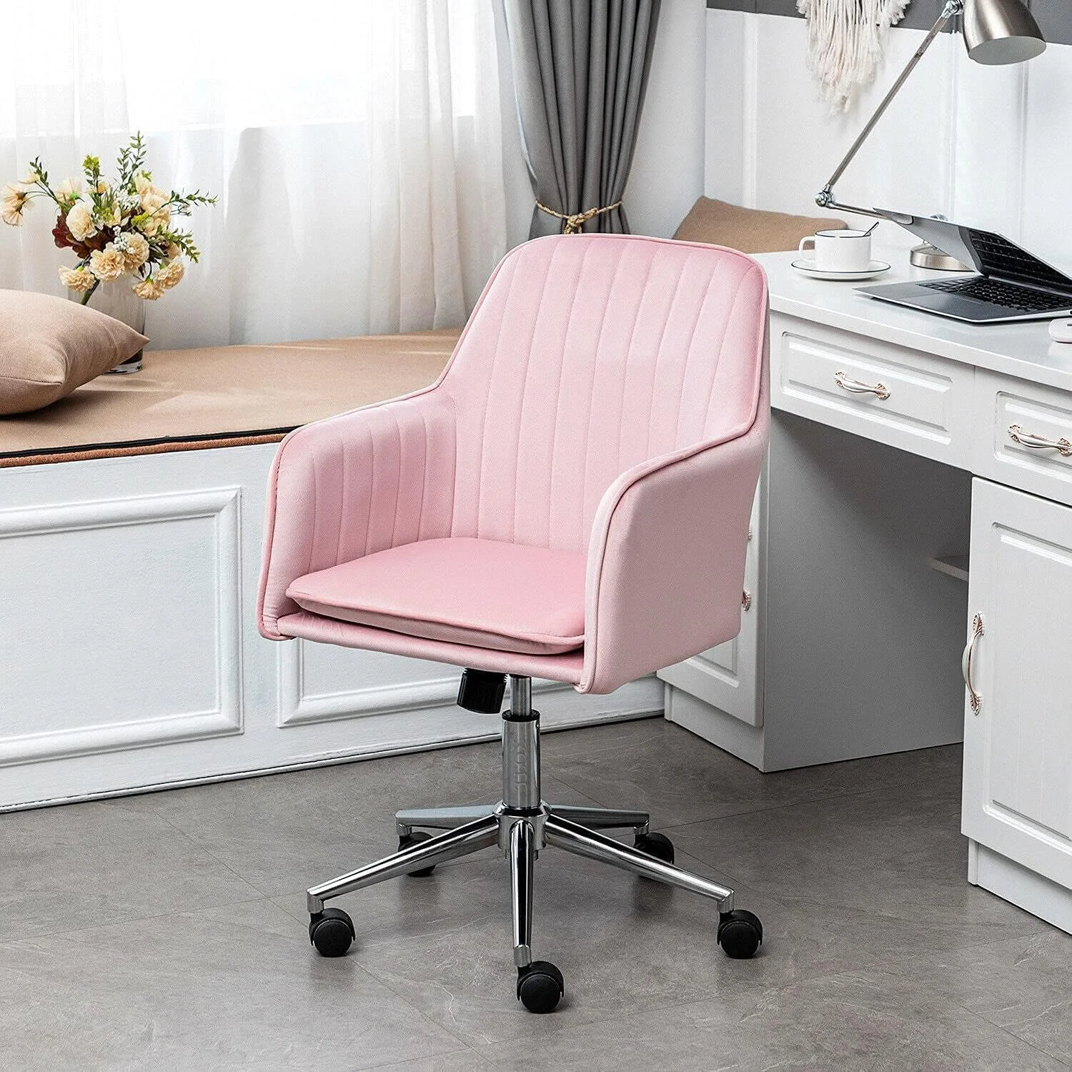 Scaun-birou-living-fotoliu-reglabil-inaltime-catifea-velur-roz-Teox-3.webp