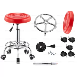 Scaun salon rosu taburet hidraulic
