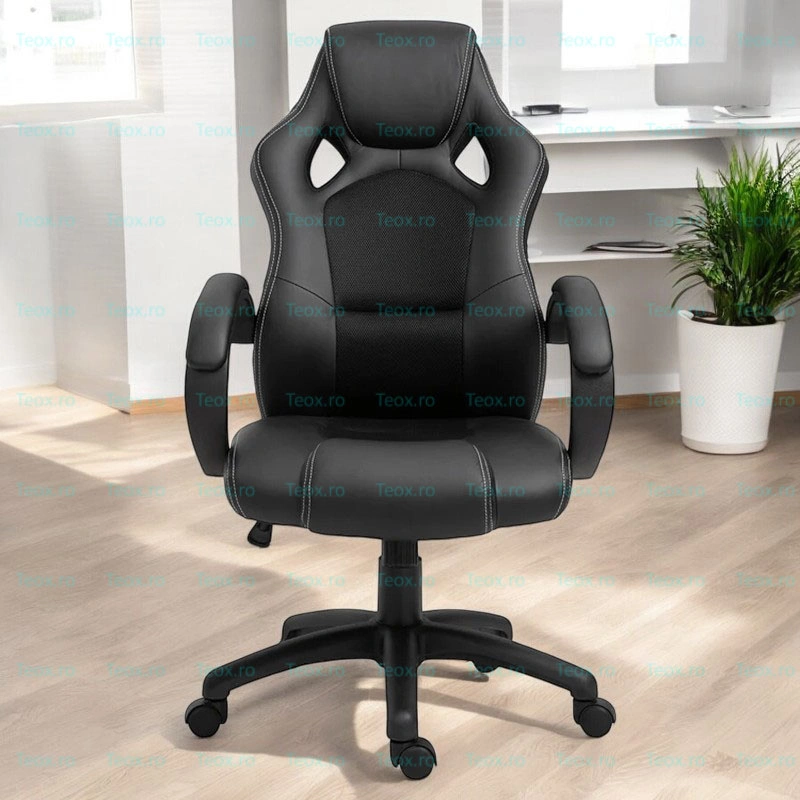 scaun-gaming-birou-reglabil-negru scaun gaming birou reglabil negru