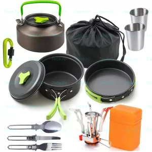 Set vase camping 15 piese mini aragaz