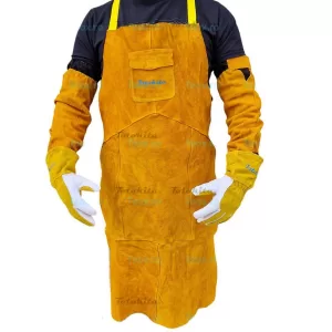 Sort protectie sudura manusi si cotiere sudor piele bovina marime L Set 3 Piese