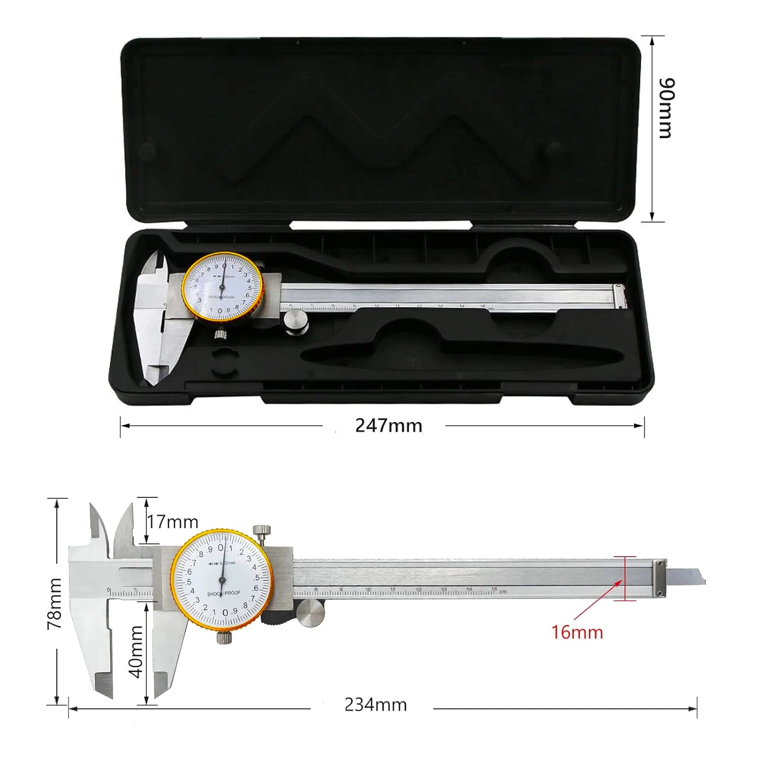 Subler cu ceas Profesional Totokita din Inox 150 mm, Precizie 0.02 mm, Cutie Depozitar Subler cu ceas Profesional Totokita din Inox 150 mm