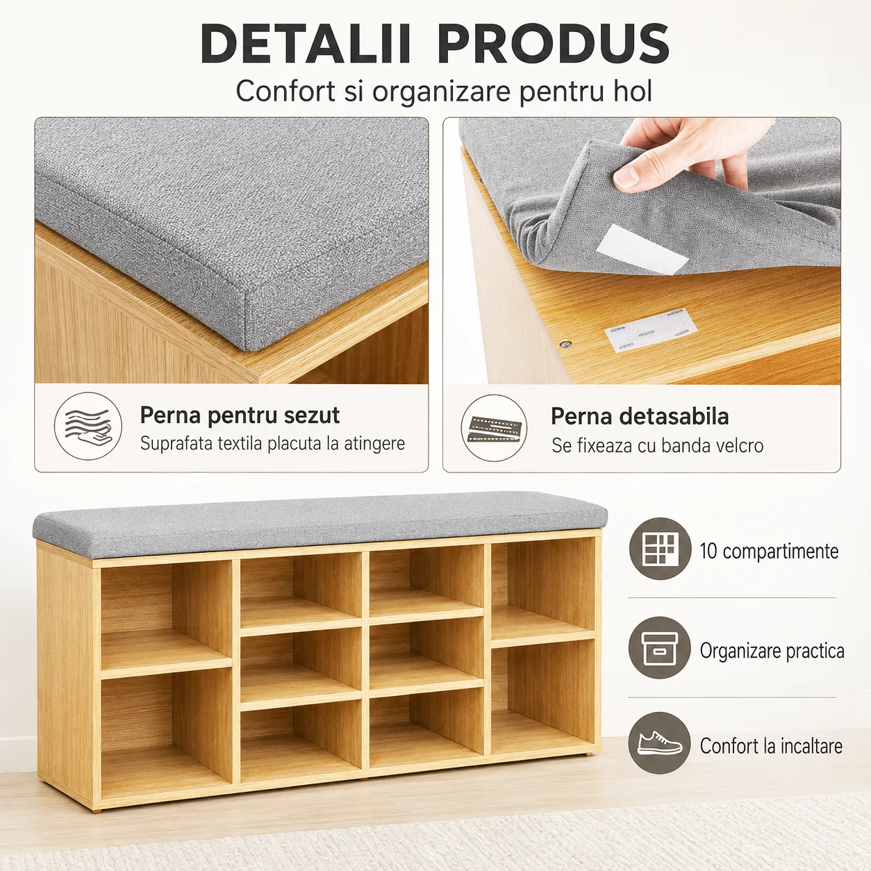 bancuta hol cu perna suport pantofi pantofar 10 comp stejar teox (1)
