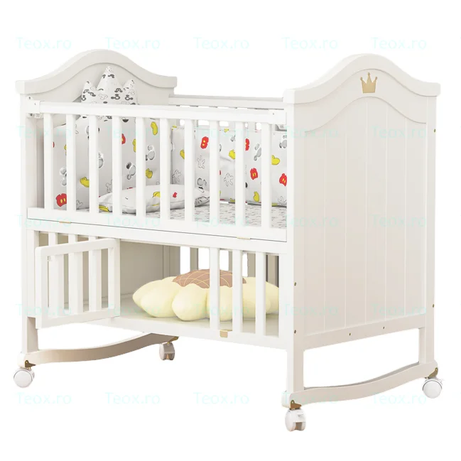 patut-bebe-lemn-alb-saltea-inclusa-complet-teox-2.webp Patut Bebe Lemn Alb Teox Sistem 4-în-1