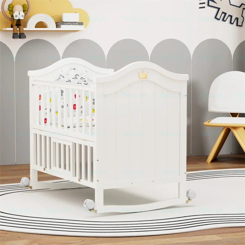 patut-bebe-lemn-alb-saltea-inclusa-complet-teox-5.webp Patut Bebe Lemn Alb Teox, Sistem 4-în-1