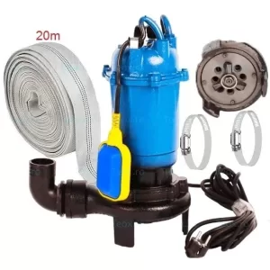 Pompă Apă Murdară cu Tocător Furtun 20m și Accesorii 3000W, 20000 l/h