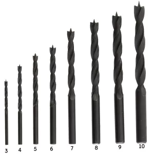 Burghie Lemn 3-10 mm tip spirala, cu tija cilindrica, set 8 bucati