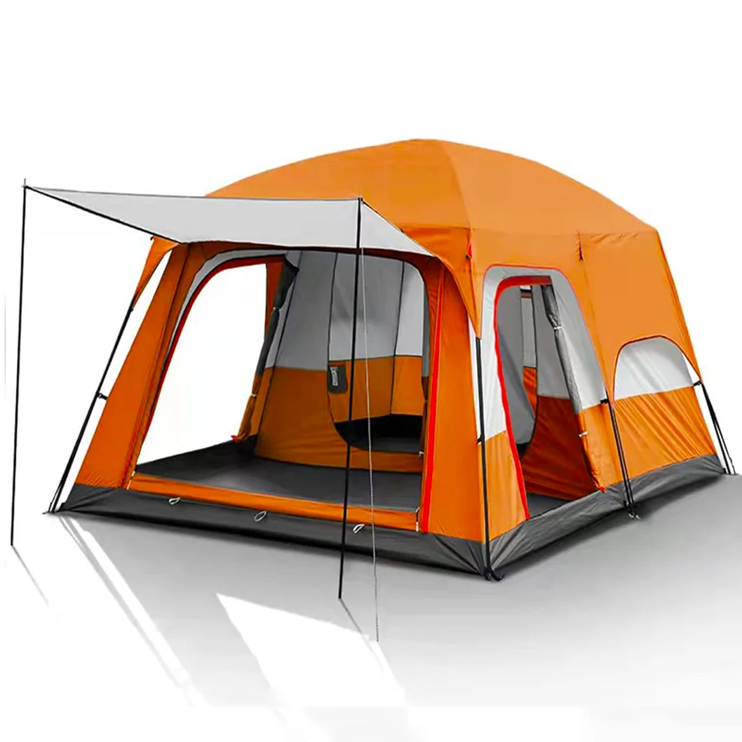 Cort camping 4 persoane 320 x 220 cm 2 Camere verde albastru portocaliu Totokita (6) Cort camping 4 persoane 320 x 220 cm 2 Camere verde albastru portocaliu Totokita