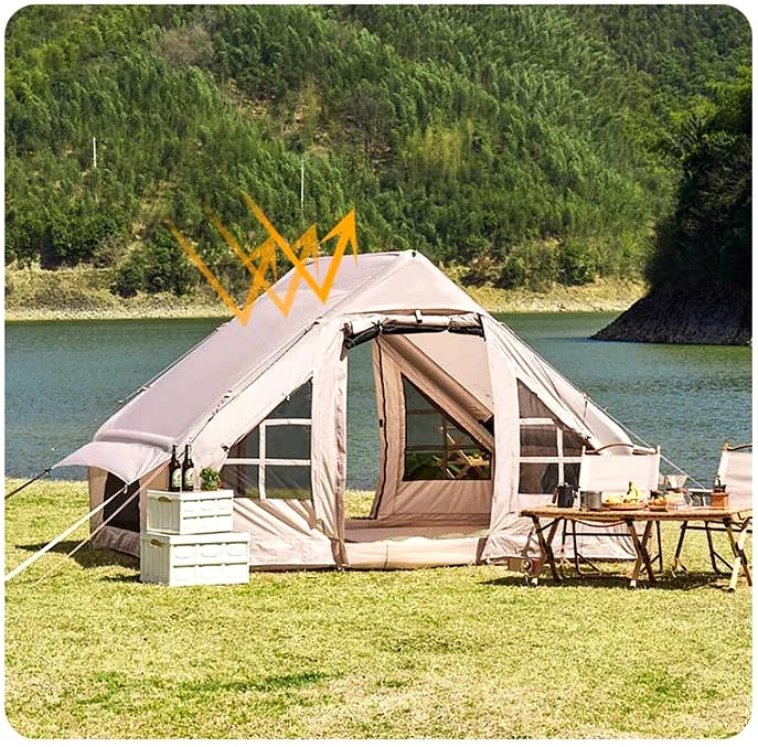 Cort gonflabil 4-6 persoane 6 mp 4 anotimpuri camping -galmpin-familie (16) Cort-gonflabil-4-6-persoane-6-mp-4-anotimpuri-camping-galmpin-familie-culoare bej, dimensiuni 3 x 2 m cu pompa inclusa usor de transportat