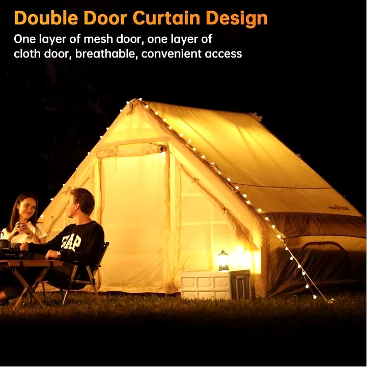 Cort gonflabil 4-6 persoane 6 mp 4 anotimpuri camping -galmpin-familie (7) Cort-gonflabil-4-6-persoane-6-mp-4-anotimpuri-camping-galmpin-familie-culoare bej, dimensiuni 3 x 2 m cu pompa inclusa usor de transportat