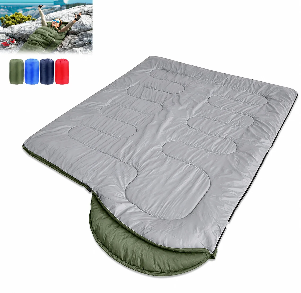 Sac de dormit iarna 4 sezoane plapuma 2400g drumetii camping verde complet Totokita (1) Sac de dormit iarna 4 sezoane plapuma