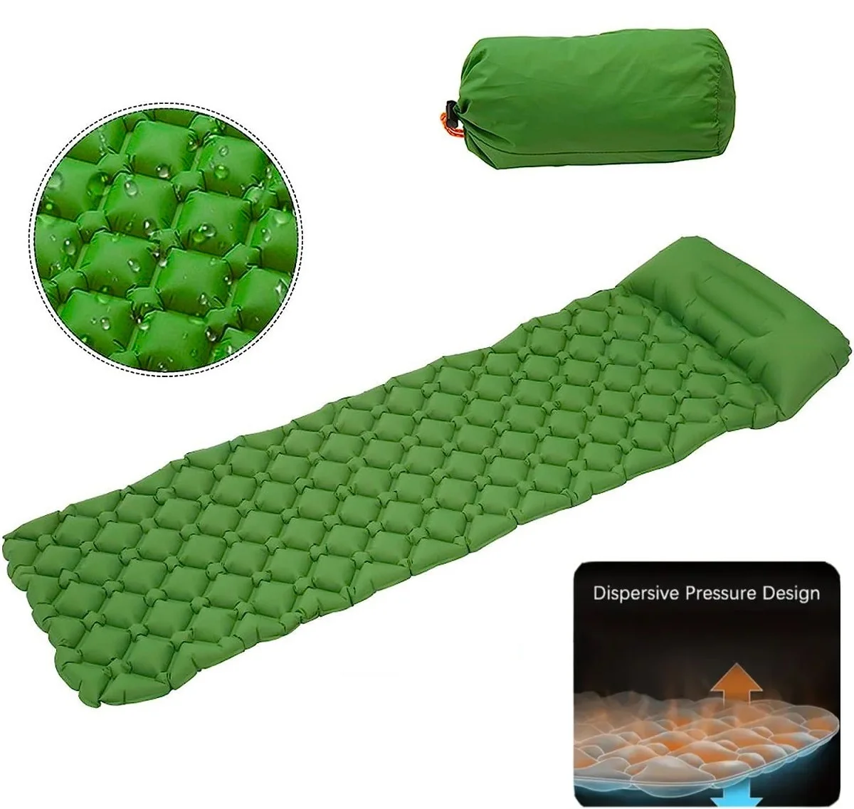 Saltea gonflabilă cu Pernă Ușoară, camping 190 x 60cm Verde Totokita (6) Saltea gonflabilă cu Pernă Ușoară, camping 190 x 60cm Verde Totokita