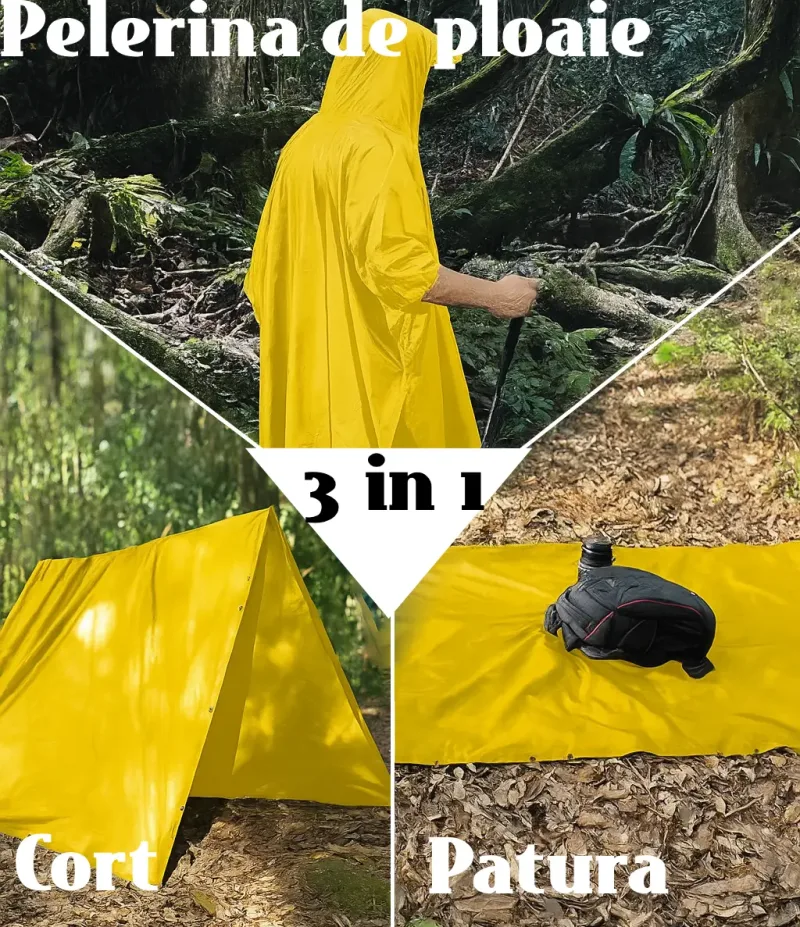 pelerina de ploaie galbena 3 in 1 Pelerina ploaia 3 in 1 cort patura