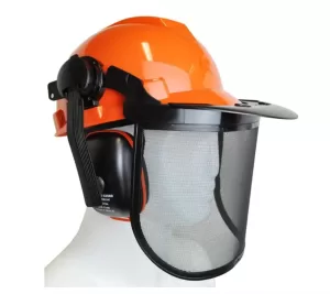 Casca cu viziera protectie din plasa si antifoane
