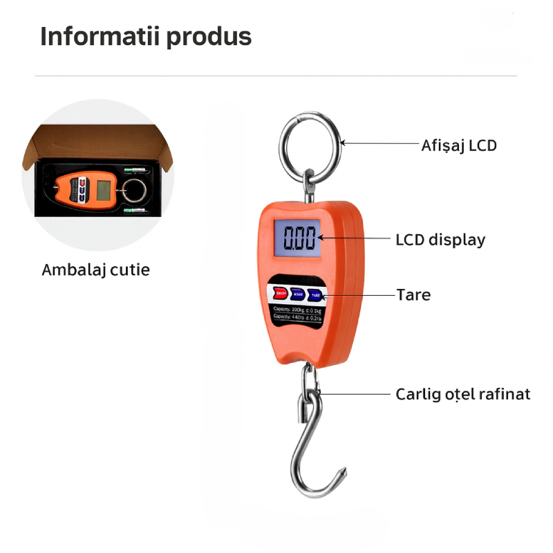 cantar electronic 200kg6 Cântar Electronic de Mână 200 kg