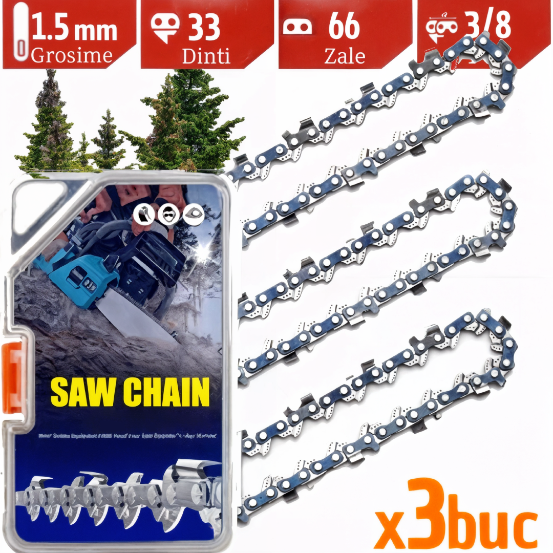 enhanced_33 dinti pas 3-25 canal 1-5mm zale 66 Set 3 Lanțuri Drujbă 33 Dinți Pas 3.25