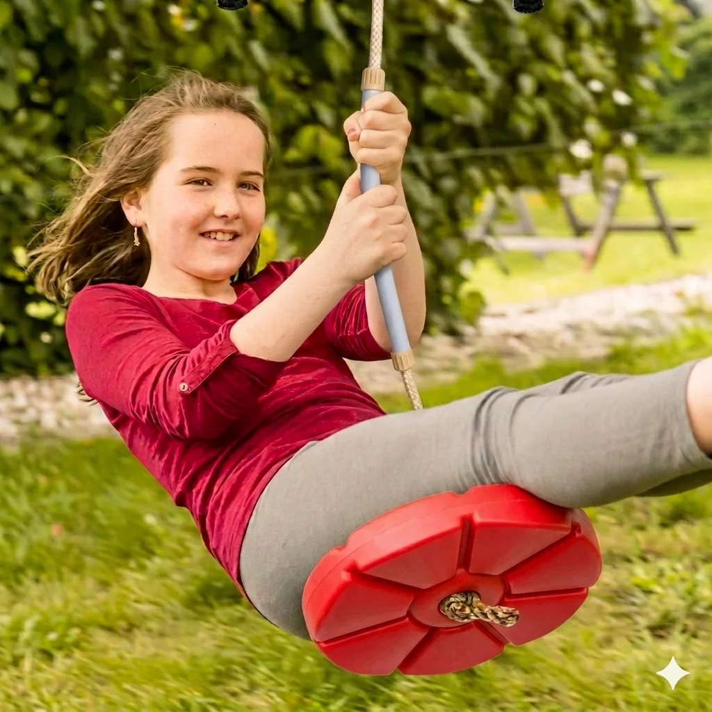 Leagan Tip Disc Teox Exterior Rezistenta Înaltime Ajustabila 200 cm Capacitate 110 kg (5) Leagan Tip Disc Teox
