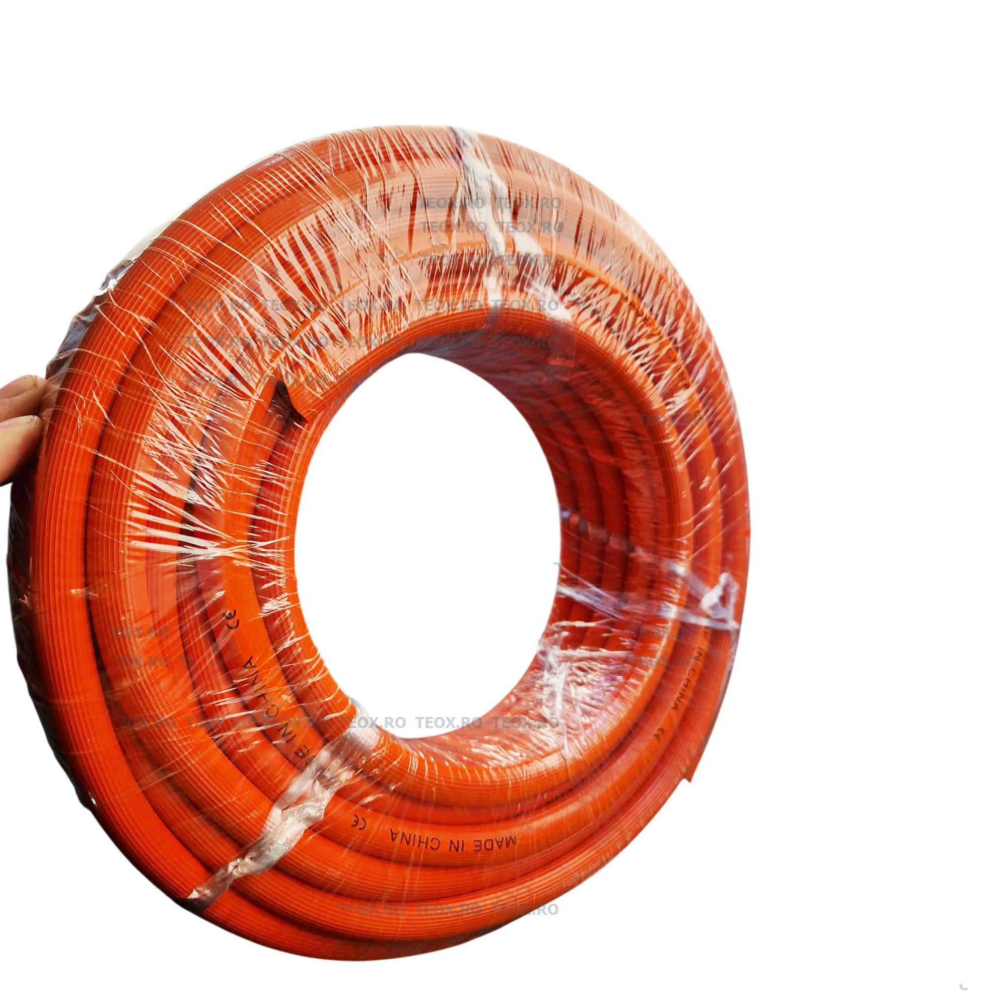 Furtun Gaz Portocaliu Rola 25m 3 Straturi Grosime 15mm Compatibil Metan si GPL (2) Furtun Gaz Portocaliu Rola 25m